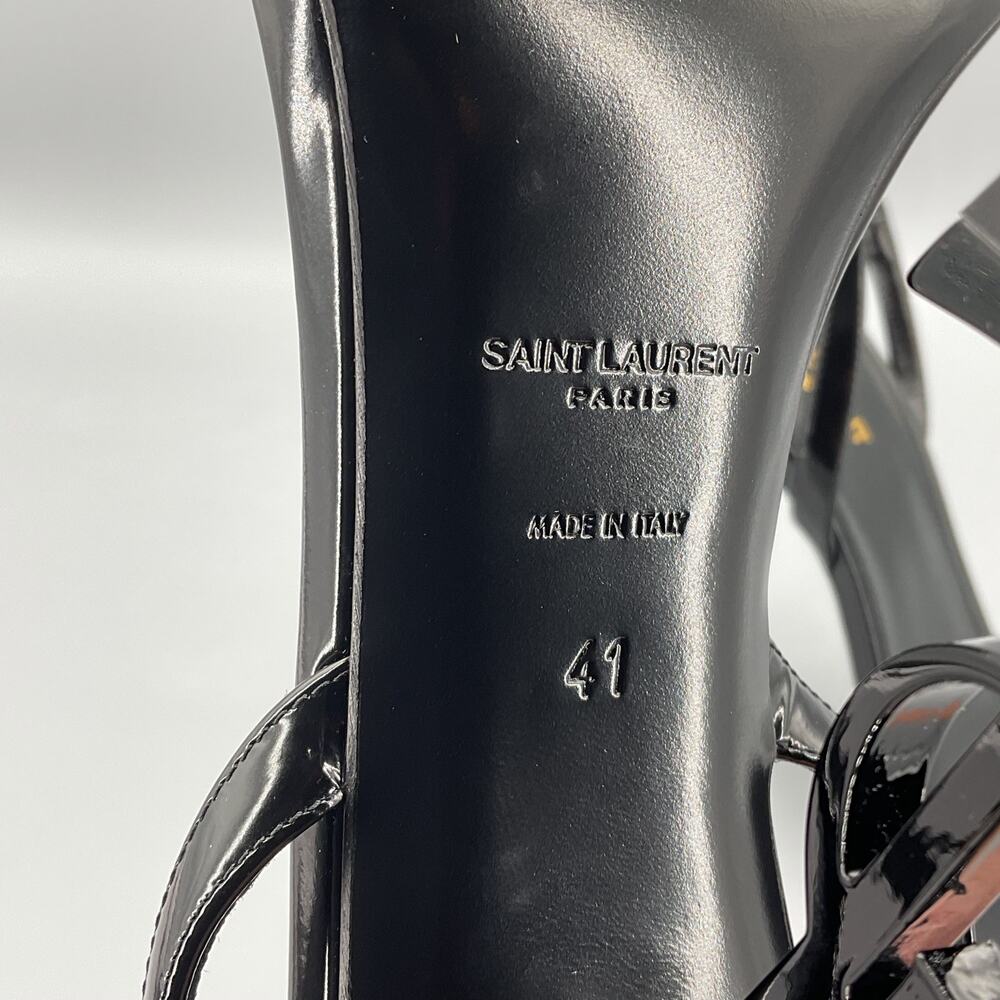 NEW Saint Laurent Women 110mm Opyum YSL Patent Leather Sandals Black Size 11/41 - Picture 5 of 10